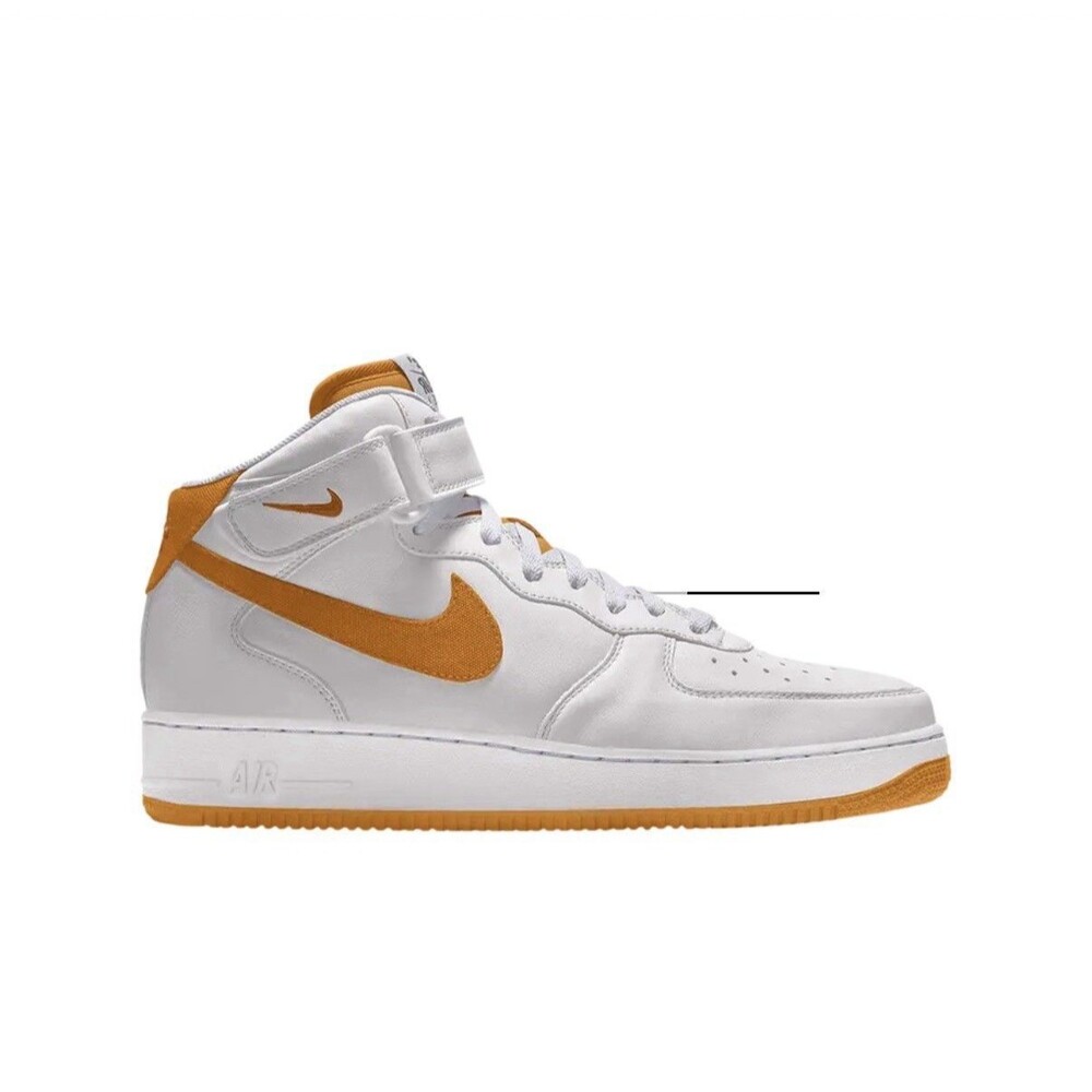 Nike Air Force 1 High Custom White Orange Men's Basketball Leather Sneakers
